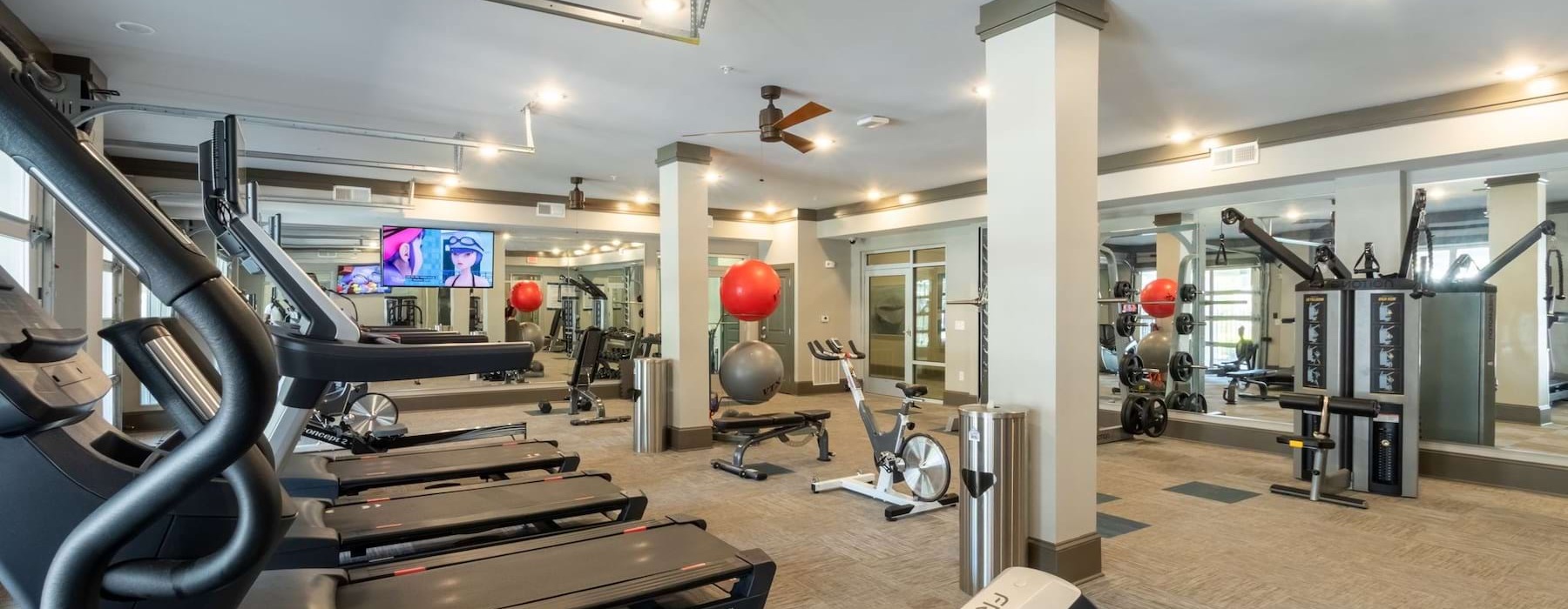 a gym with exercise equipment